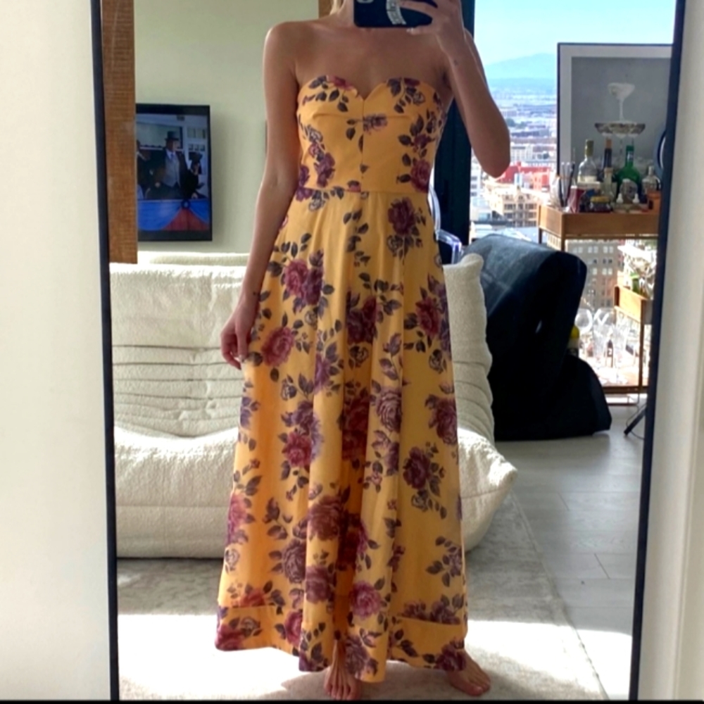 Atomic Floral Print Bandeau Gown. Midi to maxi length keepsake size small